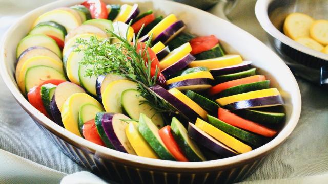 layered ratatouille vegetables for casserole